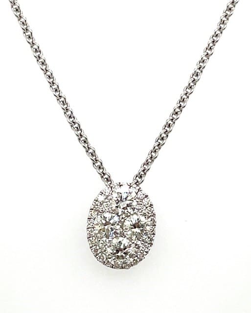 Oval Diamond Cluster Pendant 14k white gold